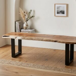 Natural Acacia Solid Wood Live-Edge Bench