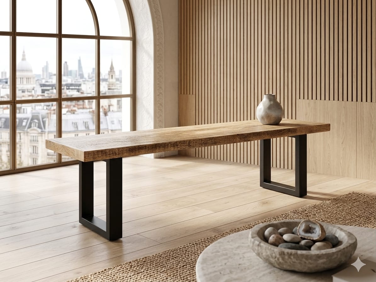 Solid Mango Wood Bench - Image 2