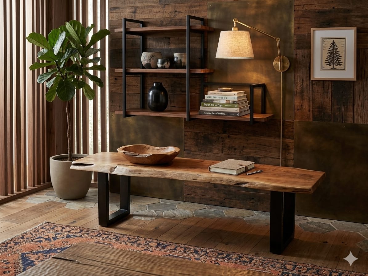 Natural Acacia Solid Wood Live-Edge Bench - Image 2