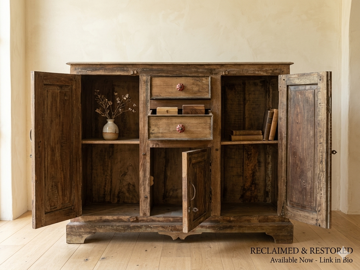Antique Reclaimed Wood Multi-Compartment Sideboard - Image 3