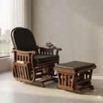 Wooden Glider Rocker Chair and Matching Ottoman Set