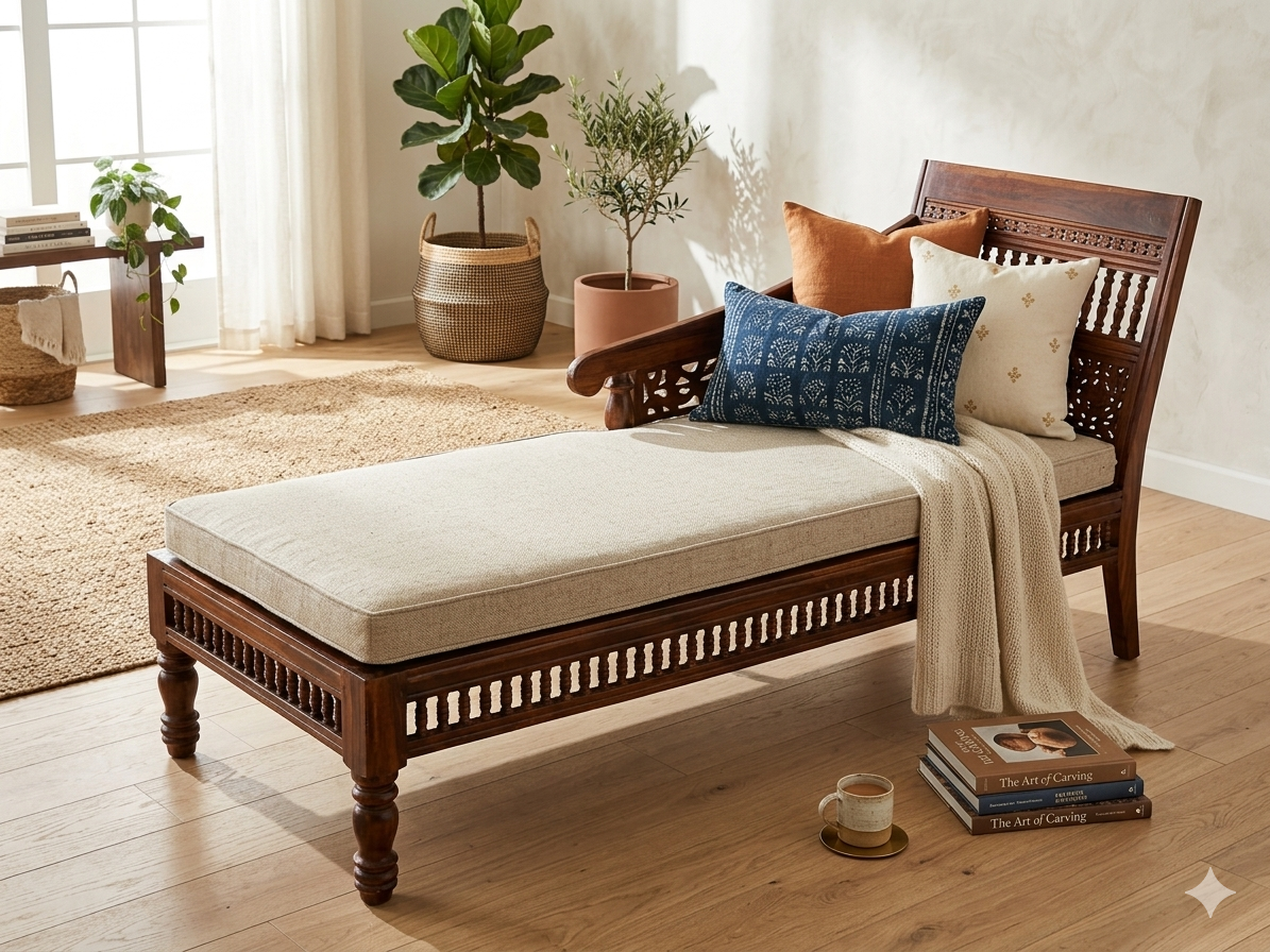 Handcrafted Sheesham Wood Luxury Diwan / Daybed - Image 5