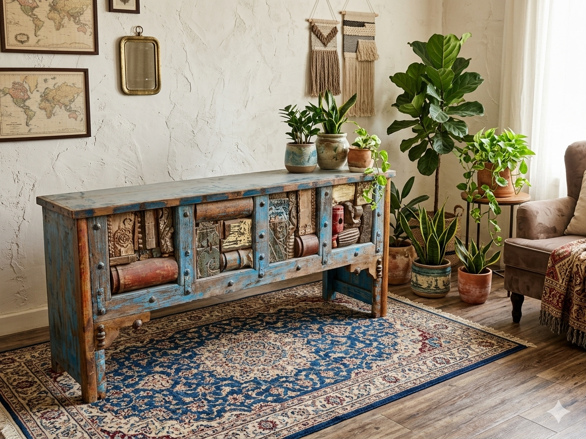Vintage Reclaimed Wooden Console Table - Image 2