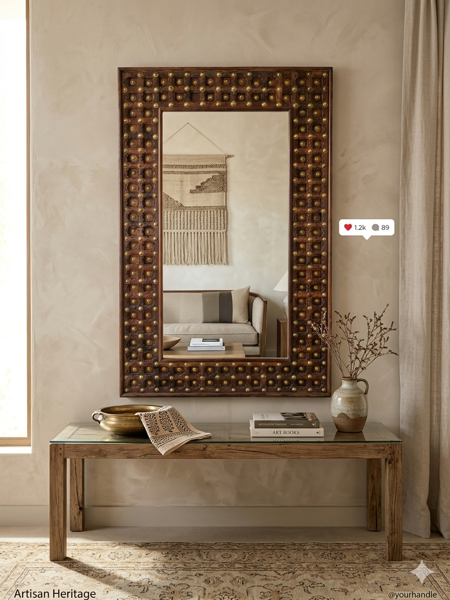 Handcrafted Solid Wood Mirror Frame  - Image 2
