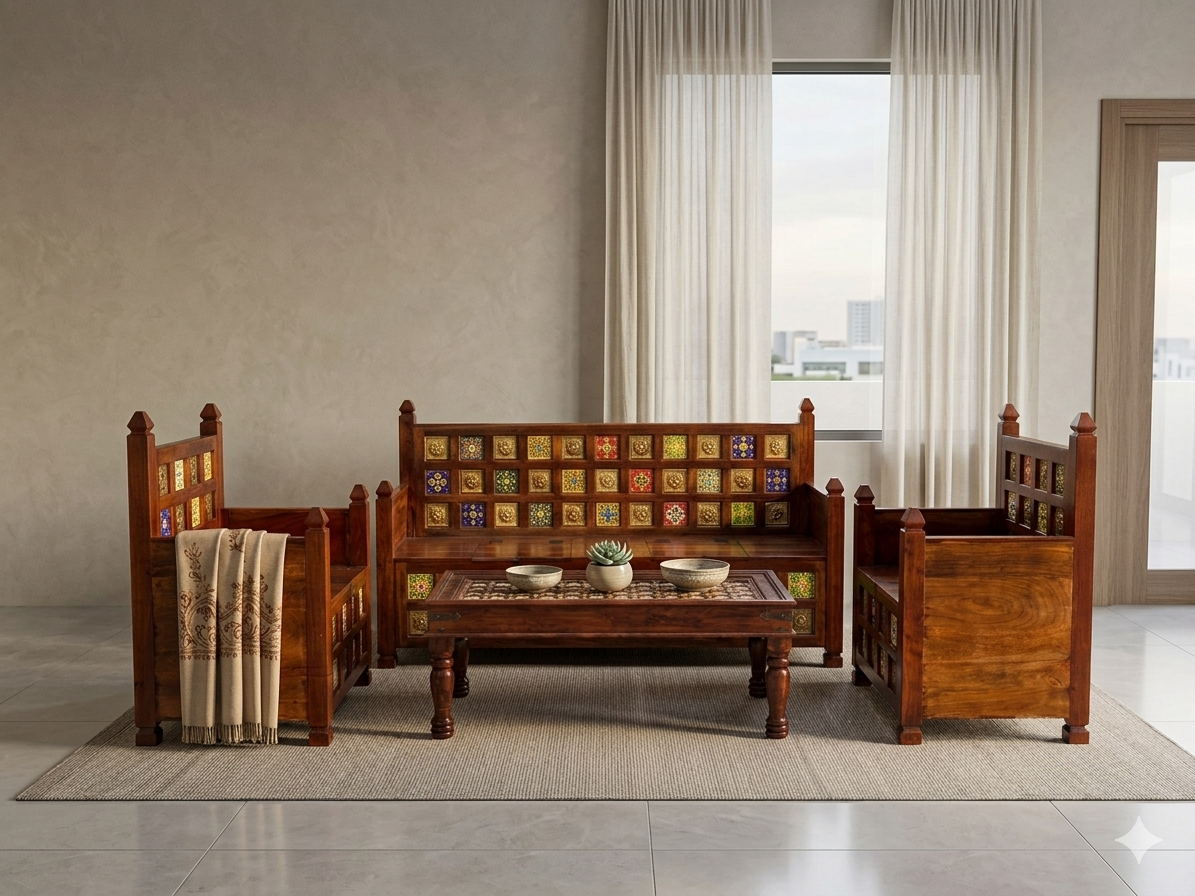5-Seater Sofa Set (3+1+1) with Integrated Base Storage