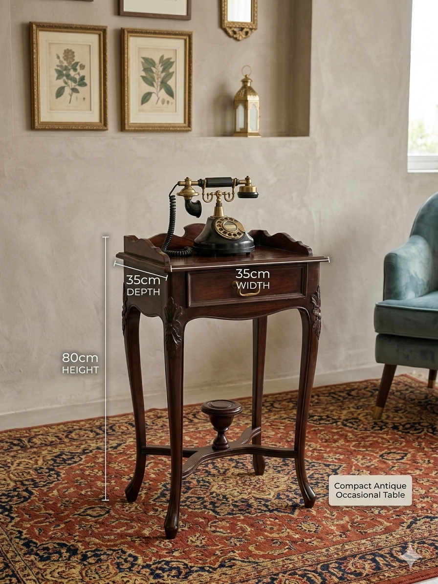 Antique-Style Solid Wood Telephone Stand & Compact Console Table - Image 3