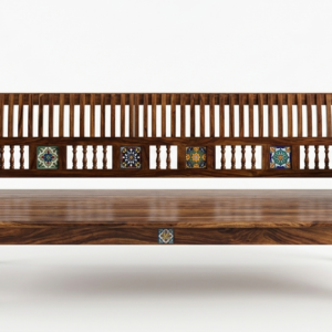 Sheesham Wood Daybed with Hand-Painted Ceramic Tiles