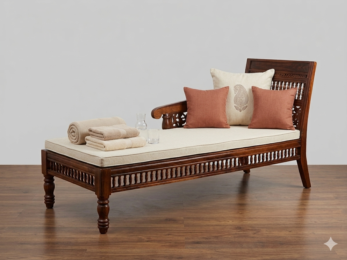 Handcrafted Sheesham Wood Luxury Diwan / Daybed - Image 4