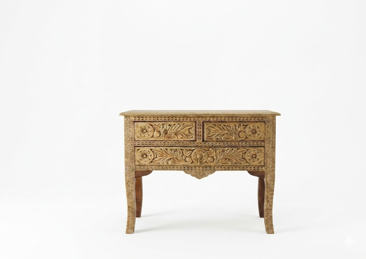 Royal Antique Brass-Fitted Solid Wood Console Table - Image 3