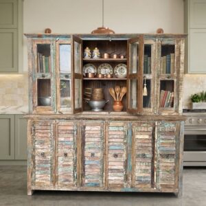 Vintage Reclaimed Solid Wood Crockery Unit