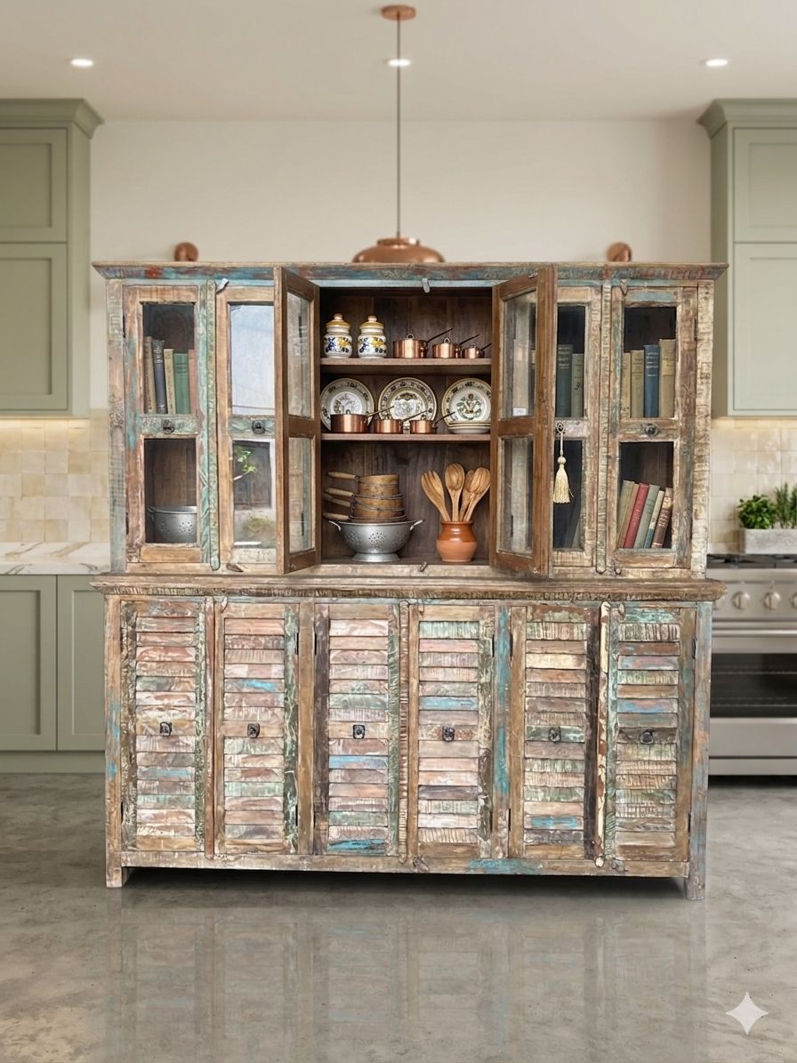 Vintage Reclaimed Solid Wood Crockery Unit