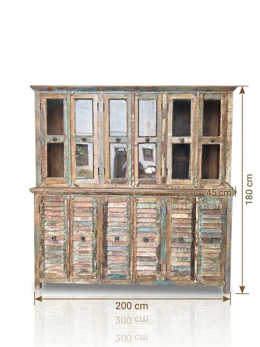 Vintage Reclaimed Solid Wood Crockery Unit - Image 4