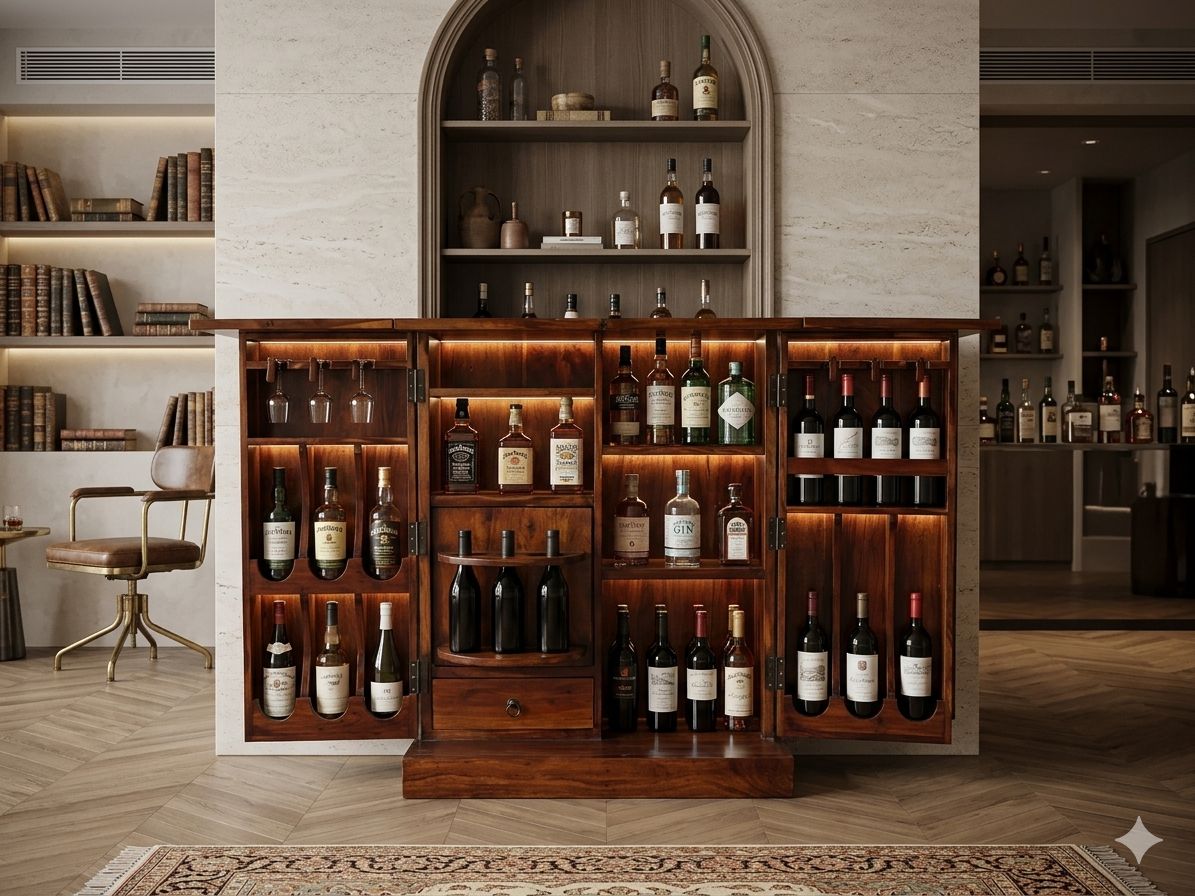 Royal Solid Wood Bar Counter / Luxury Home Bar Cabinet
