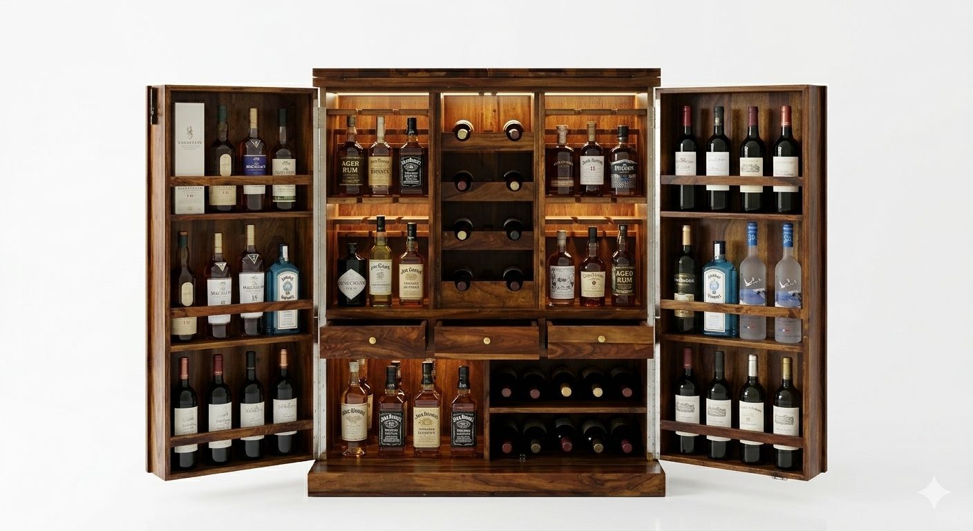 Royal Solid Wood Bar Counter / Luxury Home Bar Cabinet - Image 4