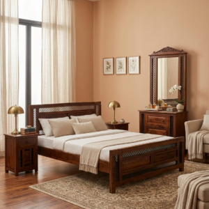 Exquisite Handcrafted Sheesham Wood Bedroom Suite