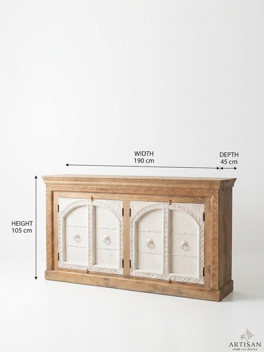 Artisanal Hand-Carved Wooden Sideboard - Image 3