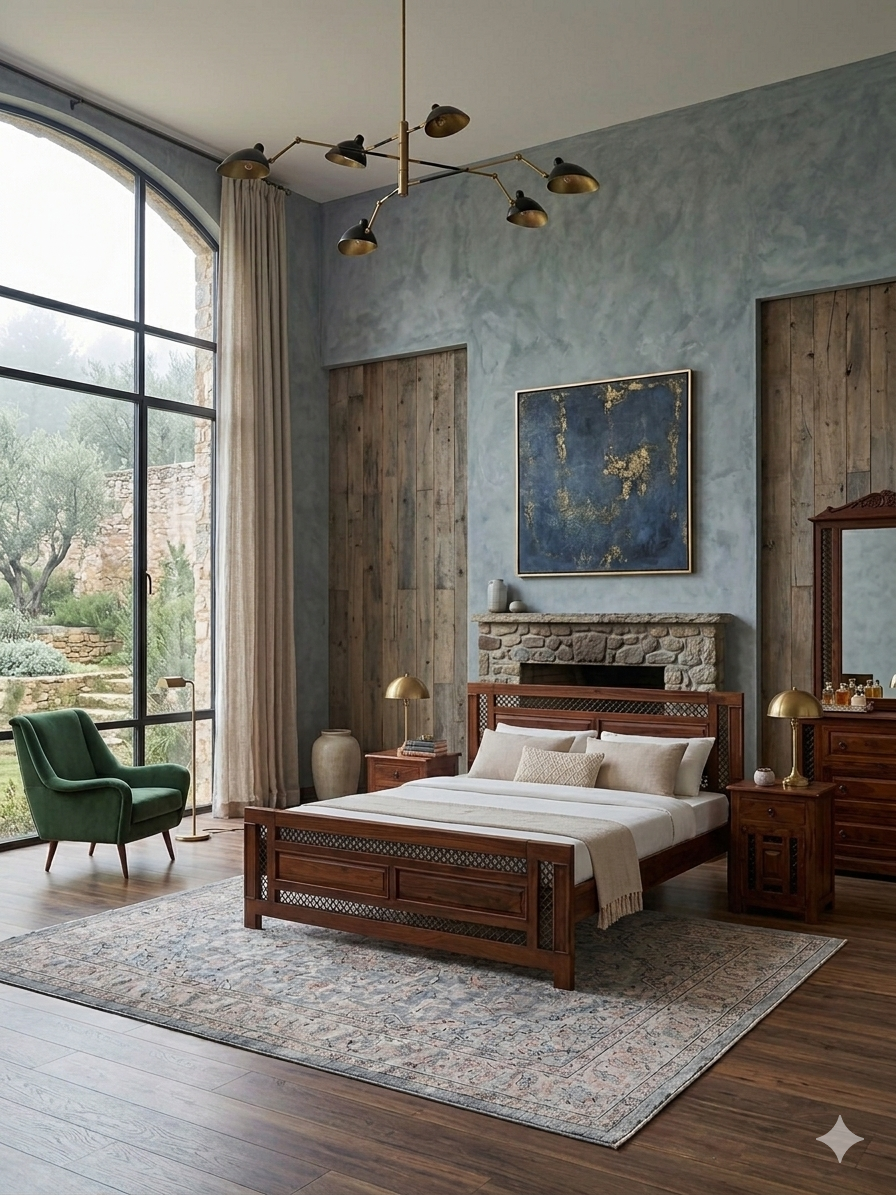Exquisite Handcrafted Sheesham Wood Bedroom Suite - Image 2