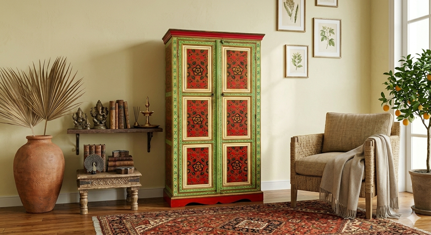Artisanal Hand-Painted Wardrobe