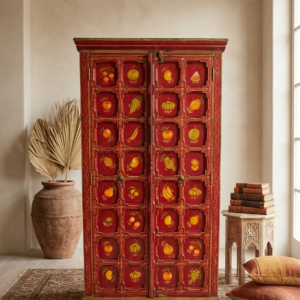 Hand-Painted Traditional Fruit Motif Wardrobe