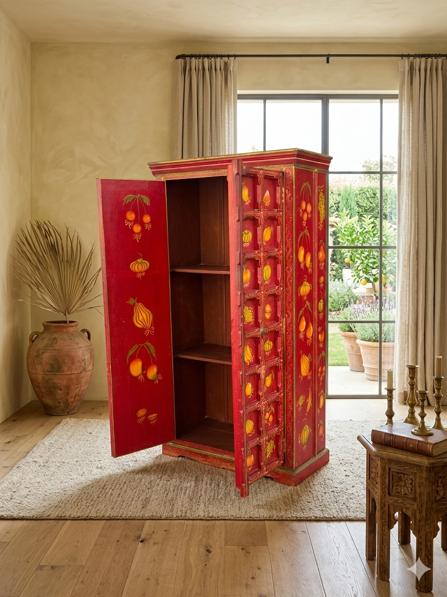 Hand-Painted Traditional Fruit Motif Wardrobe - Image 4
