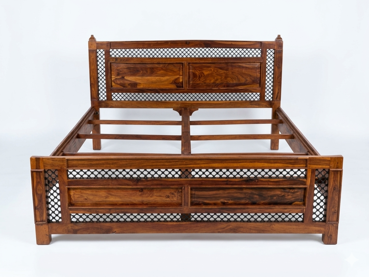 Exquisite Handcrafted Sheesham Wood Bedroom Suite - Image 3