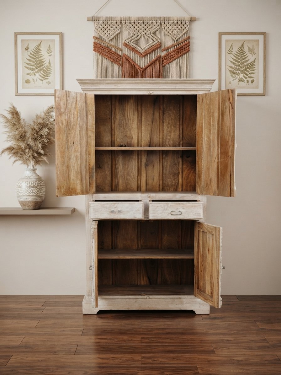 Handcrafted Carved Solid Wood Storage Cabinet - Image 2