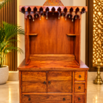 Solid Wood Open Temple with Carved Shikhar