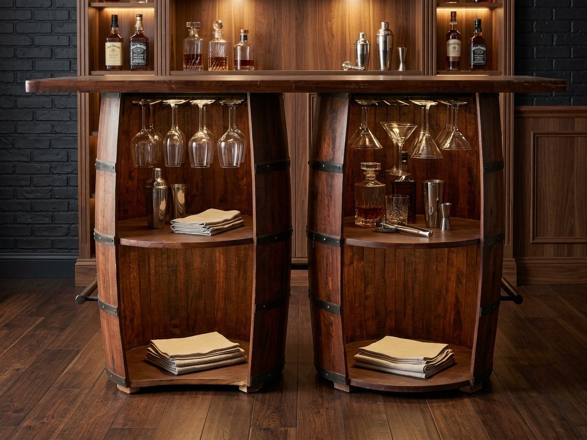 Solid Wood Wine Barrel Bar Counter - Image 3