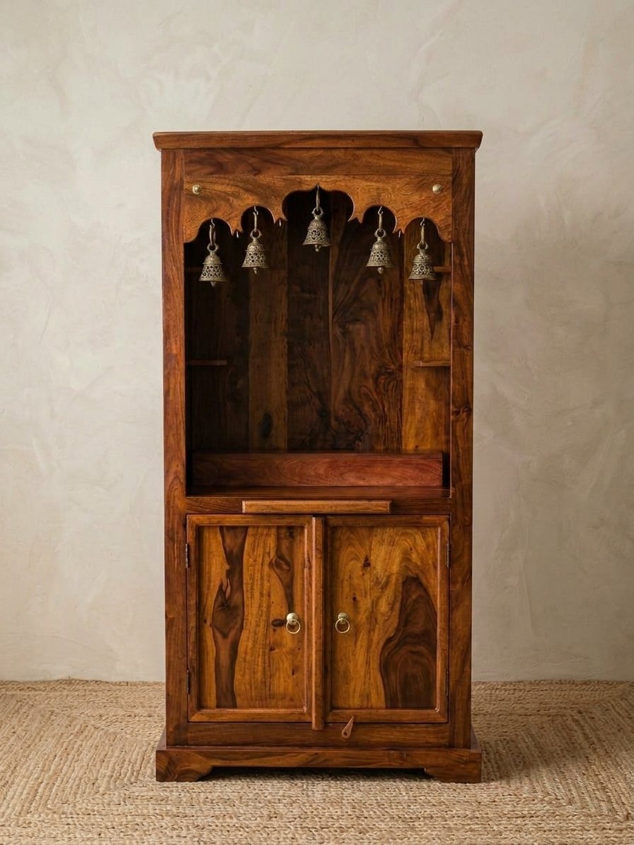 Handcrafted Solid Wood Open Temple - Image 2