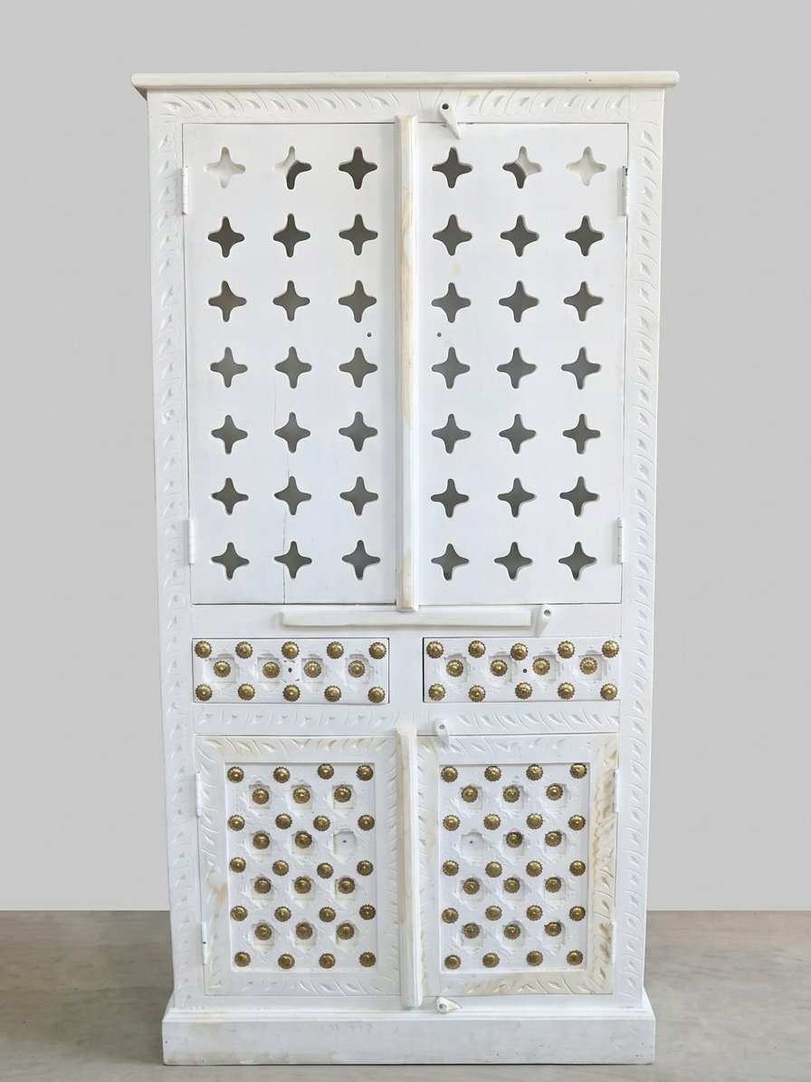 White Wooden Temple with Brass Accents - Image 3