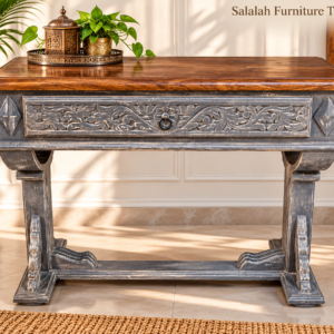 Handcrafted Carved Wooden Console Table