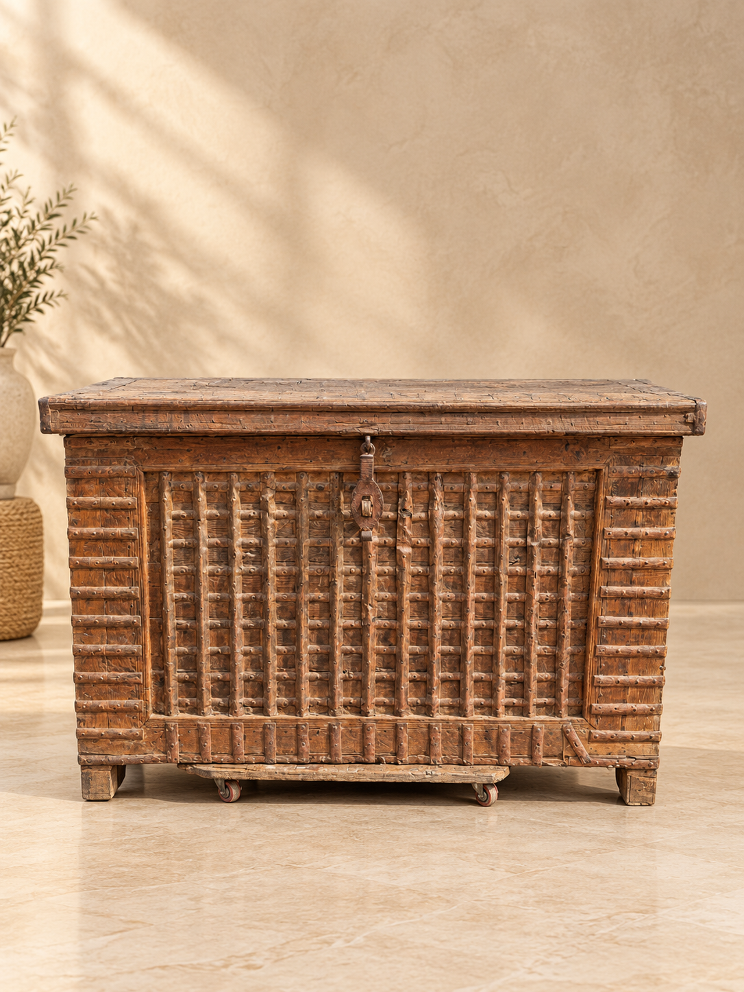 Antique Wooden Iron-Clad Storage Chest