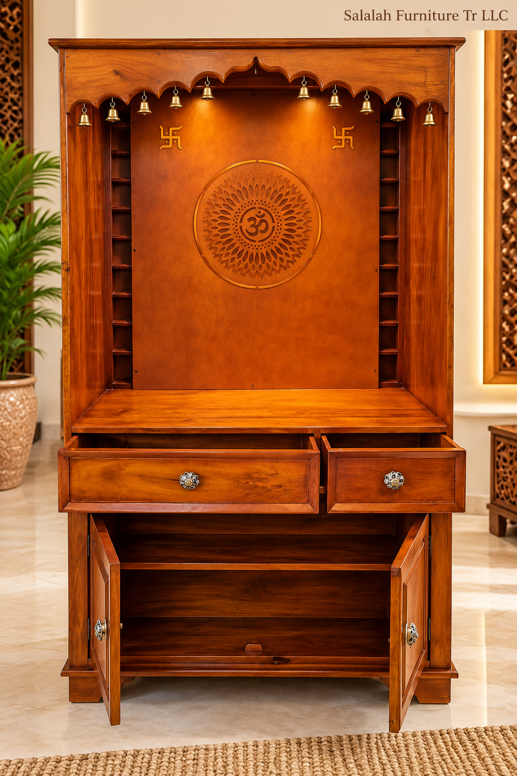 Handcrafted Solid Wood Open Temple - Image 3